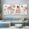 Абстрактные розовые цветы Картина на холсте Плакат Зеленое растение Настенная печать Декоративная картина Современная гостиная Домашний декор Без рамы
