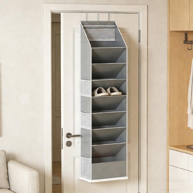 Modern Fabric Shoe Display For Door Back Providing 8 Shelves And Extra Pockets For Improved Arrangement