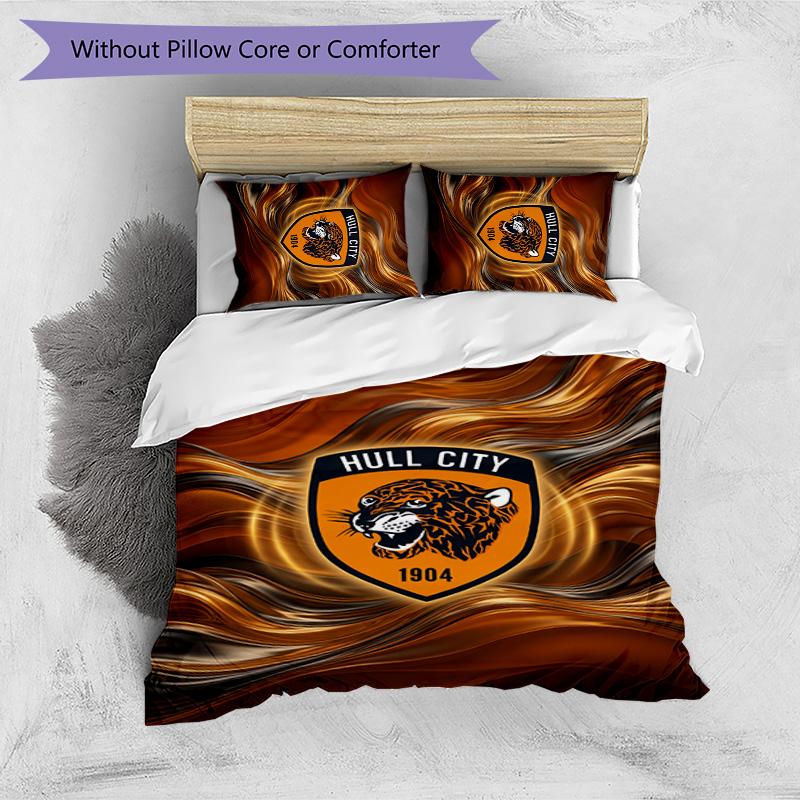 Hull City Football Printed 3 Pieces Bedding Set, Comfortable Skin Friendly Bedroom Duvet Cover Set