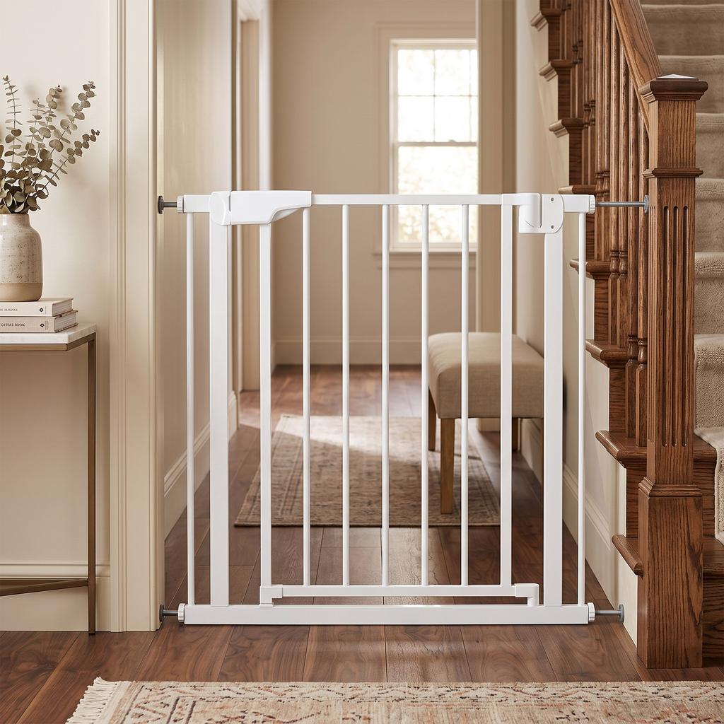 Baby Gate Pet Safety Gate Pressure Fit 76 81 Cm Wide With Two Way Open One Hand Opening