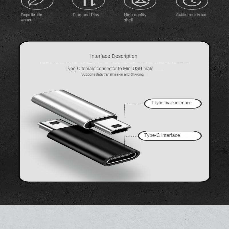 Мини-USB-адаптер, адаптер типа «гнездо-c» к разъему «мини-USB», конвертер для зарядки данных «мини-к TYPE-C»