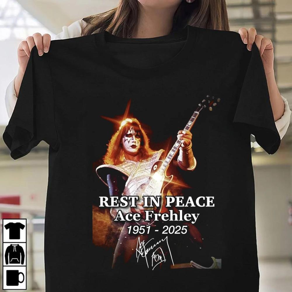 Унисекс футболка Classic S-4XL с автографом певца Ace Frehley