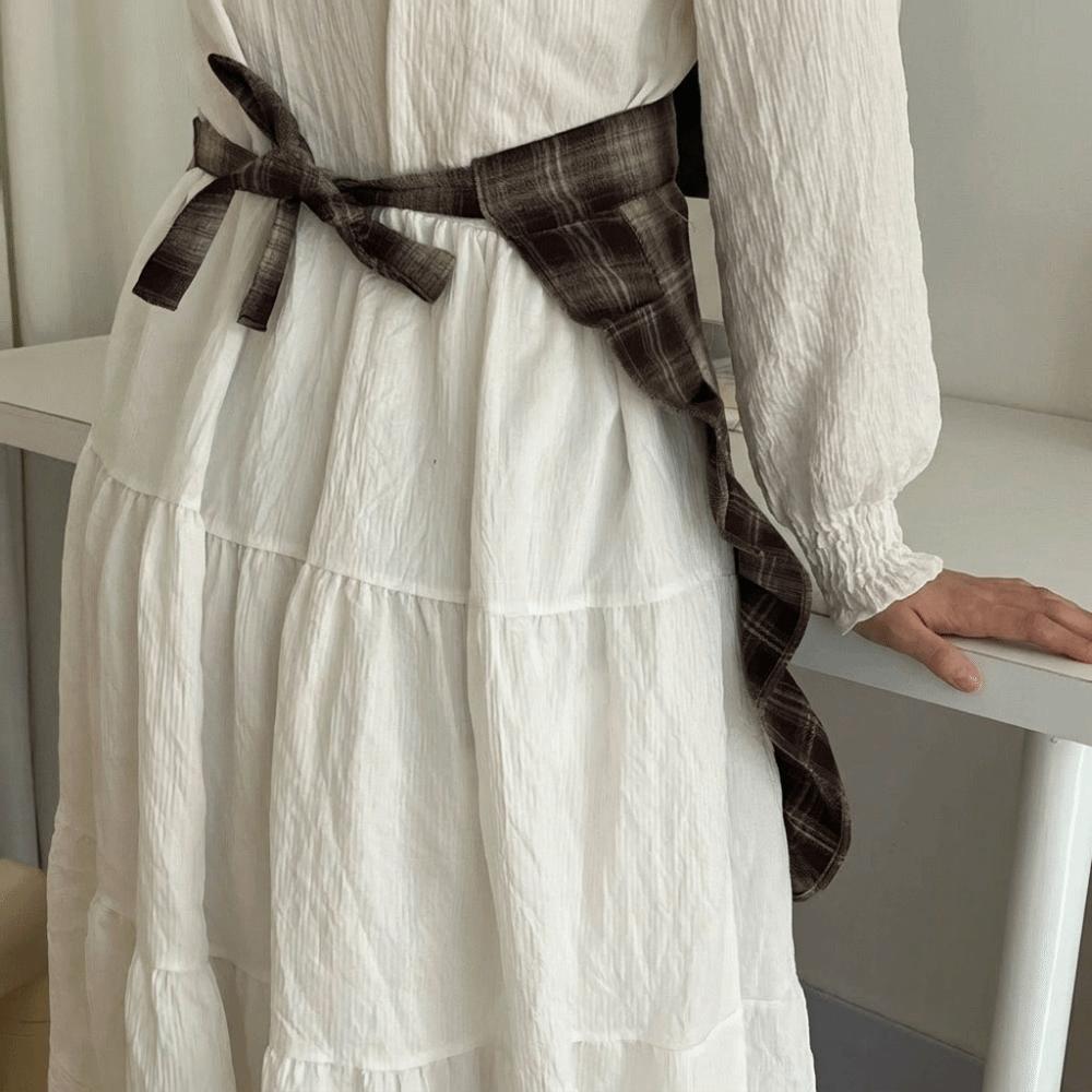 Fashion Floral Plaid Half Apron with Pocket Kitchen Cafe Baking Apron Restaurant Work Chef Waiter