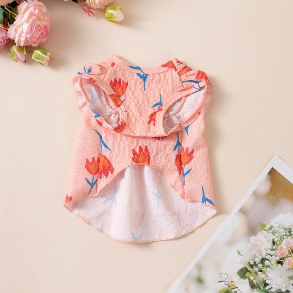 Breathable Dog Cooling Vest Tulip Design Pet Princess Dress Cute Pet Skirt Clothes Casual Wear