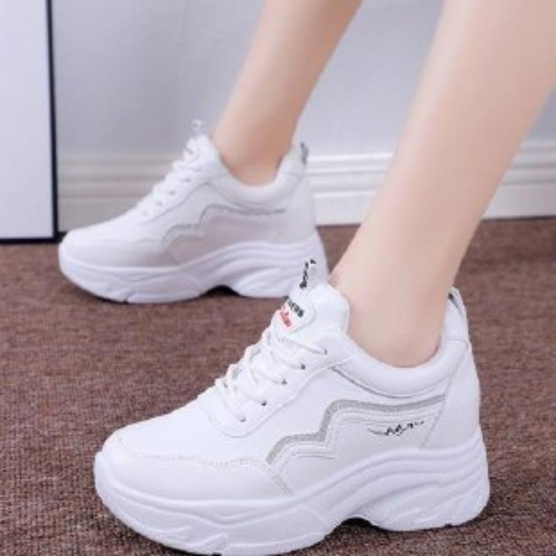 Hidden Heel White Shoes Women's Summer New Soft Bottom Wild Mesh Surface Shoes Sports Casual Shoes Women's Breathable Mesh Shoes