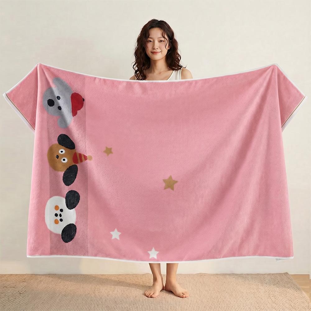 Luxury Yarn-Dyed Jacquard Cotton Bath Towel - Soft, Absorbent, Thick, and Large