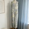 Women's Floral Printed Wide Leg Jumpsuit Sleeveless Button Front Romper Summer Casual Loose Overall with Pockets