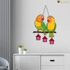 Cute Pair of Parrot Wooden Wall Hanging for Home Decoration | Garden Balcony | Office | Cafe | Decorative Door Hanging | Festive Decor