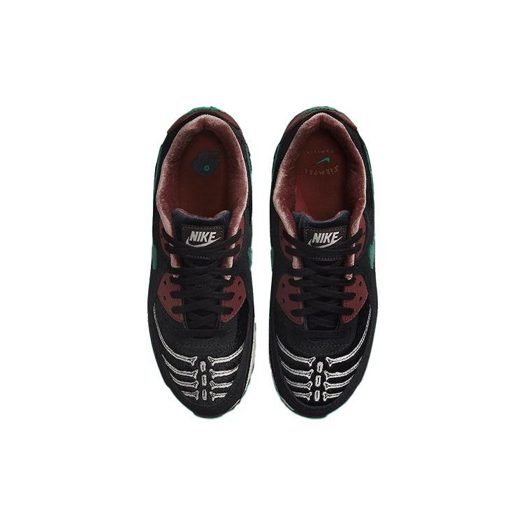 Nike Женские Air Max 90 SE Siempre Familia Черный Парусный Коричневый Вельвет Зеленый Шум Ретро Беговые Повседневная Обувь Кроссовки DO2154-010