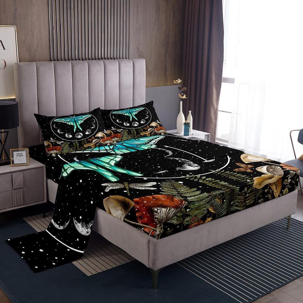 Bohemian Mushroom Pattern Bed Hat Four-Piece Bedding Set Bedroom Dormitory Bedding Decoration