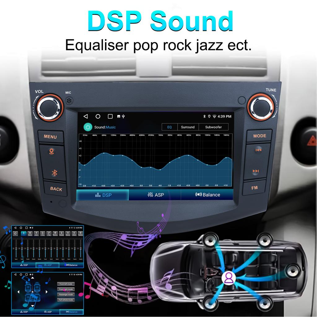 2+64G Android 13 автомобильная стереосистема для Toyota RAV4 2006-2012 7-дюймовый сенсорный экран радио с Carplay Android Auto GPS Mirror Link для Android/iOS WiFi