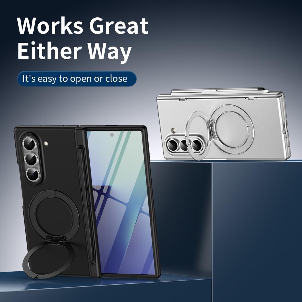Чехол для Samsung Galaxy Z Fold 5 6 7 со стилусом, Magsafe, поворотная подставка на 360°, шарнир, защитная пленка для экрана, чехол с полной защитой