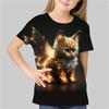 Kids Girl Boy T Shirt Cat 3d Print O-Neck T Shirt Casual Tops Oversized Fashion Harajuku Tees Children Clothing