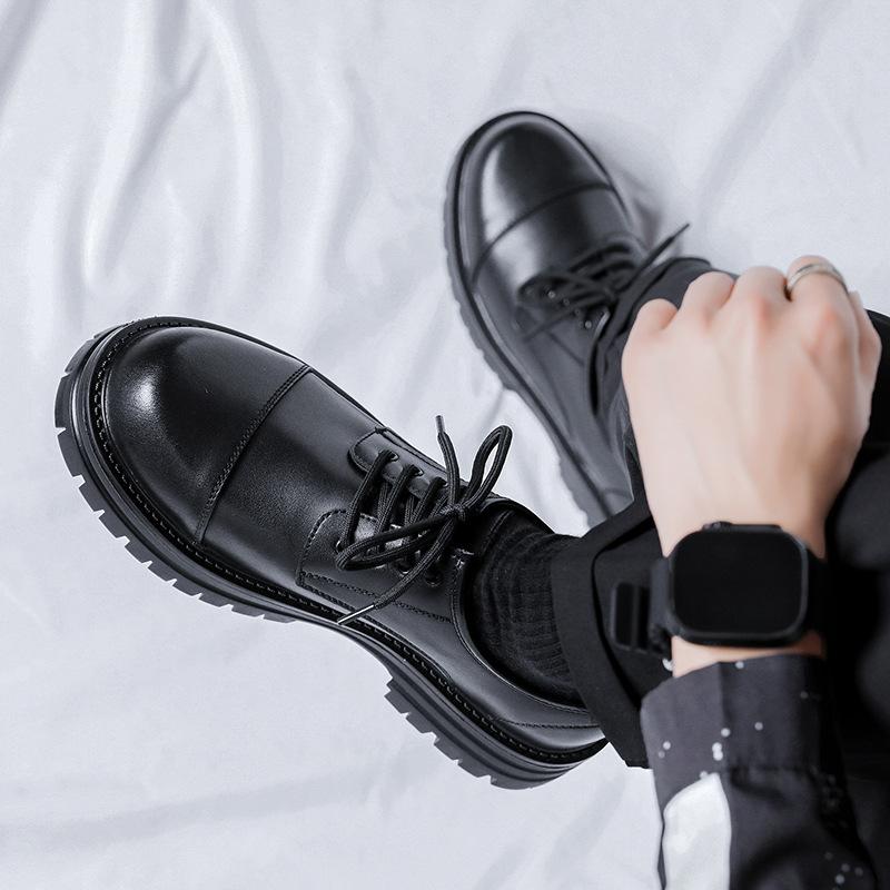 Повседневные британские туфли дерби на платформе, мужские, высокого класса, черные, свадебные, с низким берцем, ботинки Martin 65221-A