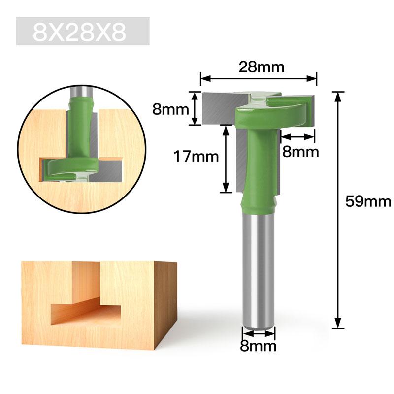 1 шт., 8 мм, хвостовик, Т-образный паз, фреза с прямым краем, долбежная фреза, резка для дерева, деревообрабатывающая ручка, инструменты