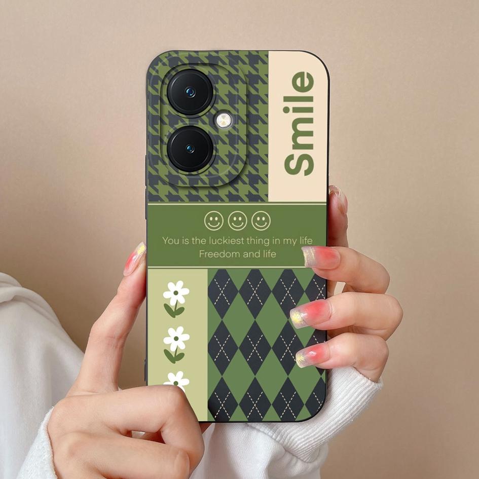 Чехол для Vivo Y17S V29 Lite Y78+ X90 Y36 Pro Y27 Корпус необычный клетчатый узор Защитный противоударный бампер Роскошный жидкий силиконовый чехол для Vivo Case