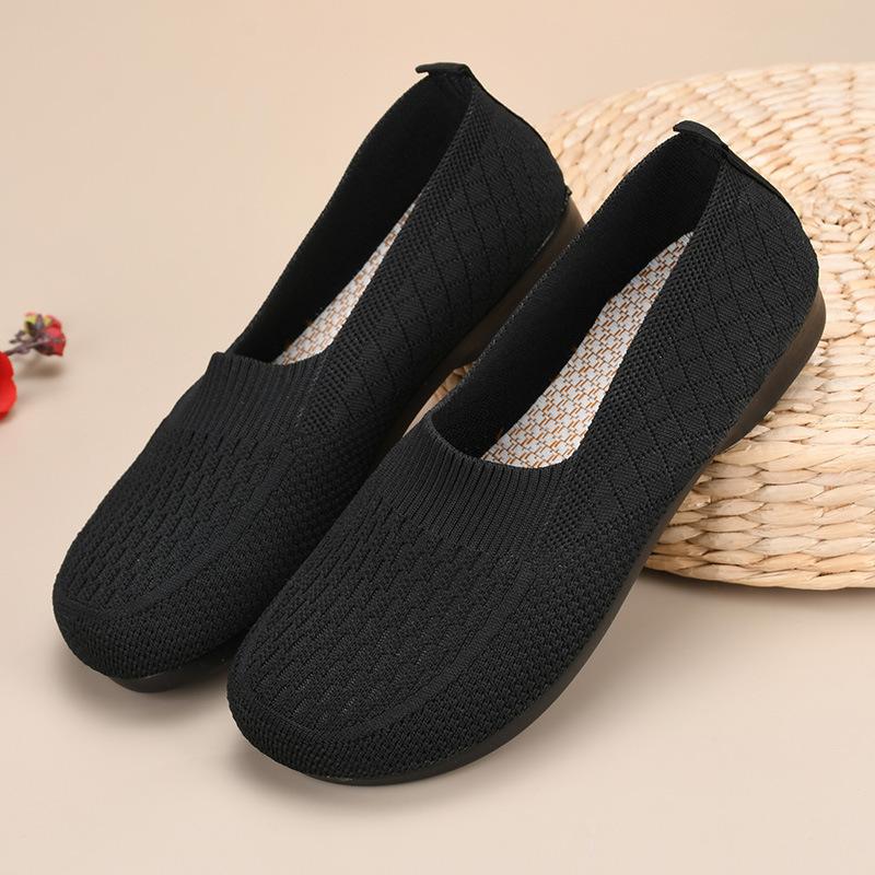 Туфли из ткани Old Beijing дышащие и удобные, туфли на плоской подошве с одной педалью, модные и универсальные туфли для мам, повседневные женские туфли.