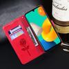Кожаный чехол-бумажник с цветком розы для Samsung Galaxy S23 Ultra S22 S21 Plus A04S A54 A53 Xiaomi Redmi Note 11 iPhone 14 13 12 Pro Max откидная крышка