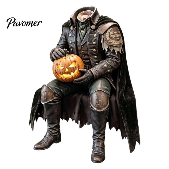 Rustic Gothic Home Accents Resin Headless Horseman Statue with LED Warm Glow, Lighted Halloween Spooky Fall Table Centerpiece Sculpture, Tabletop