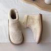 Flat with Winter Snow Boots Ankle Round Toe Ladies Shoes Fashion Turned-over Edge Concise Low Heel Women's Boots Botas