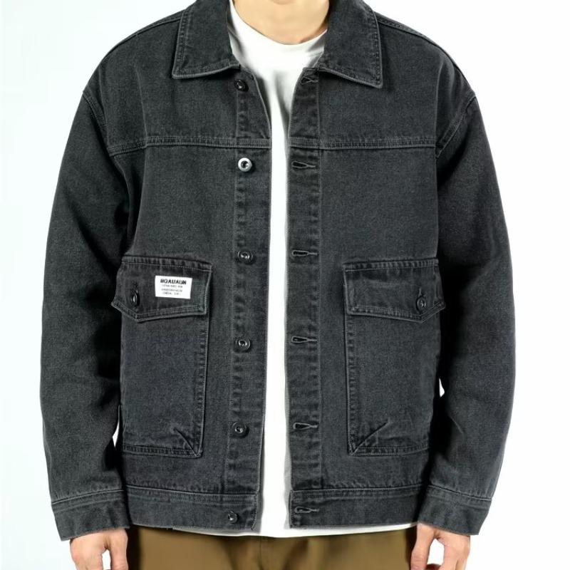 Мужская модная джинсовая куртка-пилот с большими карманами – весна/осень, свободный крой, ретро-стиль
