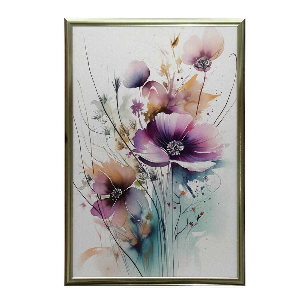 Field Bouquet Field Bouquet, 40X50 Cm, Gold Aluminum Frame, 230 Gsm Matte Paper