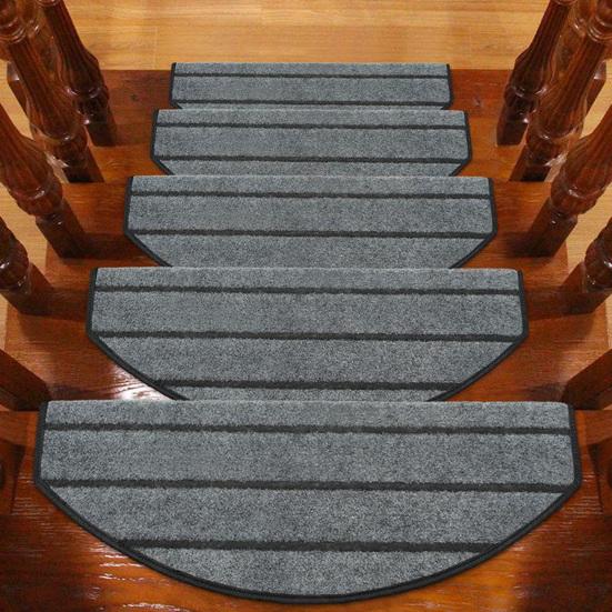 3Pcs / 5Pcs Stairs Mat Anti-dust Non-slip Flannel Indoor Family Bullnose Carpet for Home