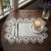 Anti-shrink Placemat White Lace Placemat, Foldable Soft Anti-Wrinkle Table Mat, Heat And Bark-grain Resistant Non-Yellowing Durable Dining Protector