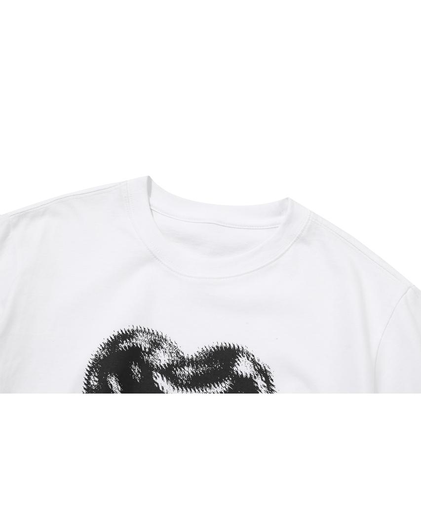 CPGN STUDIO Rough Heart Crop Short Sleeve Tee White
