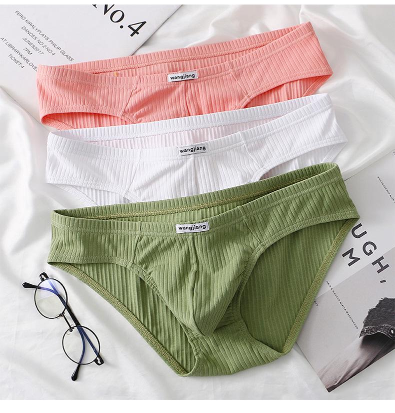 Мужские трусы-слипы в рубчик из хлопка - Сексуальные, дышащие и модные с U-выпуклой вставкой