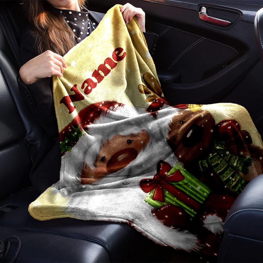 Custom Name Christmas Santa Claus Theme Printed Blanket - Perfect for Couch, Bed, Travel & Outdoor Use | Machine Washable, Cozy & Durable.