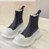 Thick Sole Slip-on Chelsea Boots Women Round Toe Mixed Color Ankle Boots Ladies High Platform Flat Casual Shoes Boots