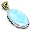 Подвеска из стерлингового серебра 925 пробы с драгоценным камнем Natural Republic Larimar 2,25 дюйма Q4d80