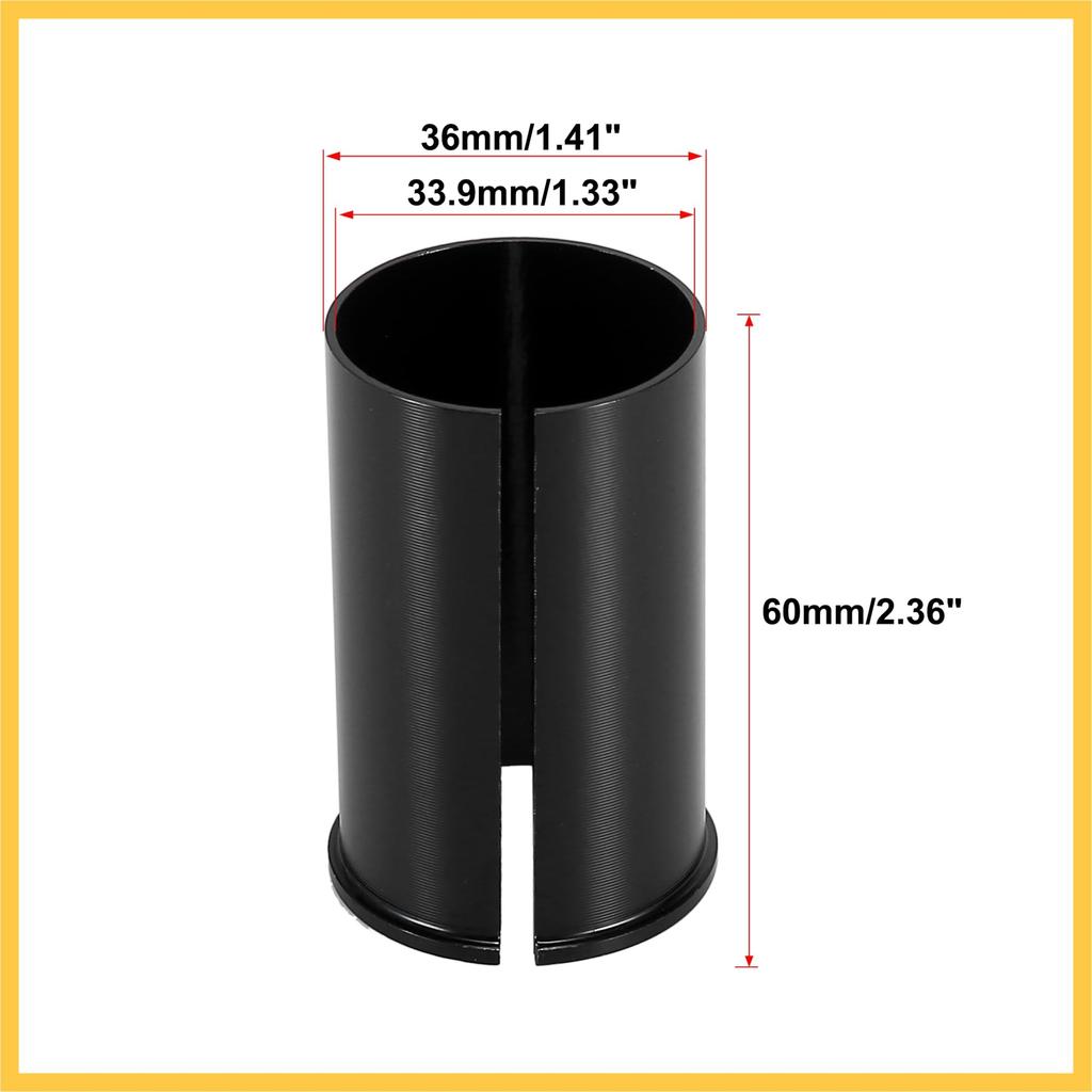 BULLSPANN Seatpost Bicycle Tube Adapter To 36mm Size Conversion Saddle Post Aluminum Alloy Black 1 Piece 33.9mm