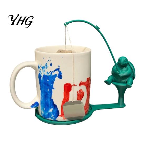 Animal Shaped Coaster Fishing Tea Bag Holder, 3D Printed Heat-Resistant Coaster, Accessory for Hamster Cup and Coffee Mug, Gift Lovers & Enthusiasts