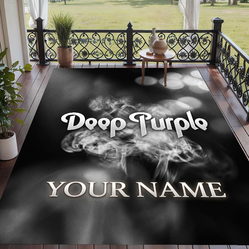 Custom Text Printed Rug Deep Purple Non Slip Floor Carpet For Home Room Decor