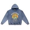 DTG Print Knitted Denim Zip-Up Hoodie Golden Dreams Brother Print Zipper Hoodies  