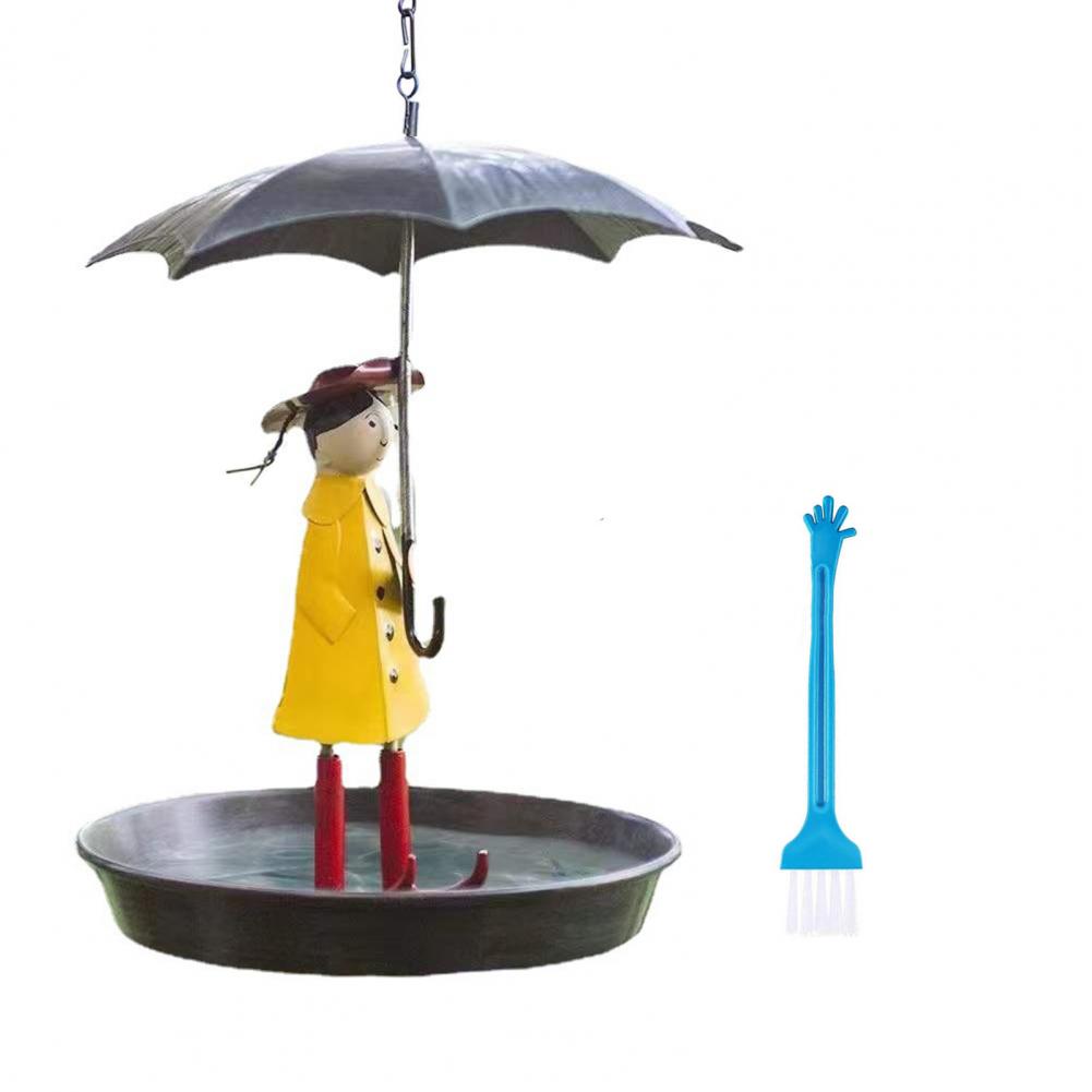 Durable Bird Feeder Light Metal Bird Feeder Metal Chain Hanging Bird Feeder Set with Girl Umbrella for Outdoor for Hummingbirds