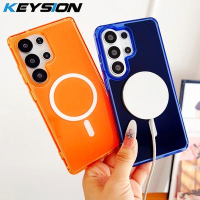 KEYSION Роскошный магнитный чехол для MagSafe для Samsung Galaxy S25 S26 Ultra S25+ FE TPU+PC Беспроводная зарядка Ударопрочный чехол для телефона