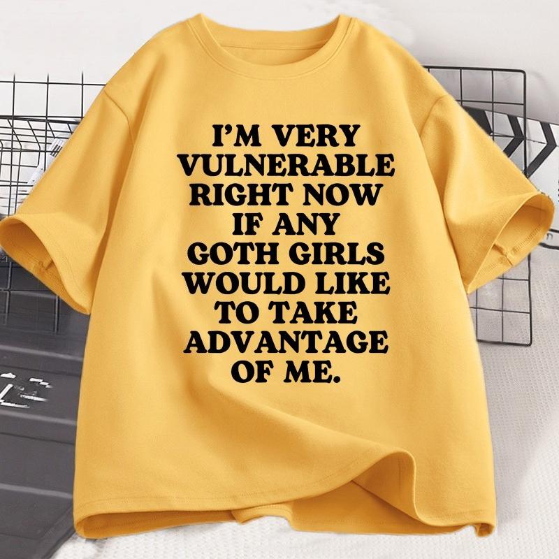Im Very Vulnerable Right Funny T Shirts Goth Fun Tee Shirt Short Sleeve TShirt Cotton Vintage Casual Short Sleeve Tshirt Tops