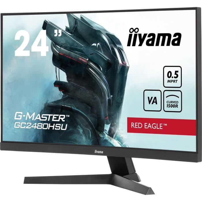 Curved Gaming PC Monitor - IIYAMA - G-MASTER RED EAGLE GCB2480HSU-B1 - 24" - VA Curved - FHD - 0.5 Ms - 180Hz