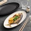 Solid Color Oval Ceramic Plate Creative Steamed Fish Plate Sushi Plate Salad Snack Plates Restaurant Specialty Tableware
