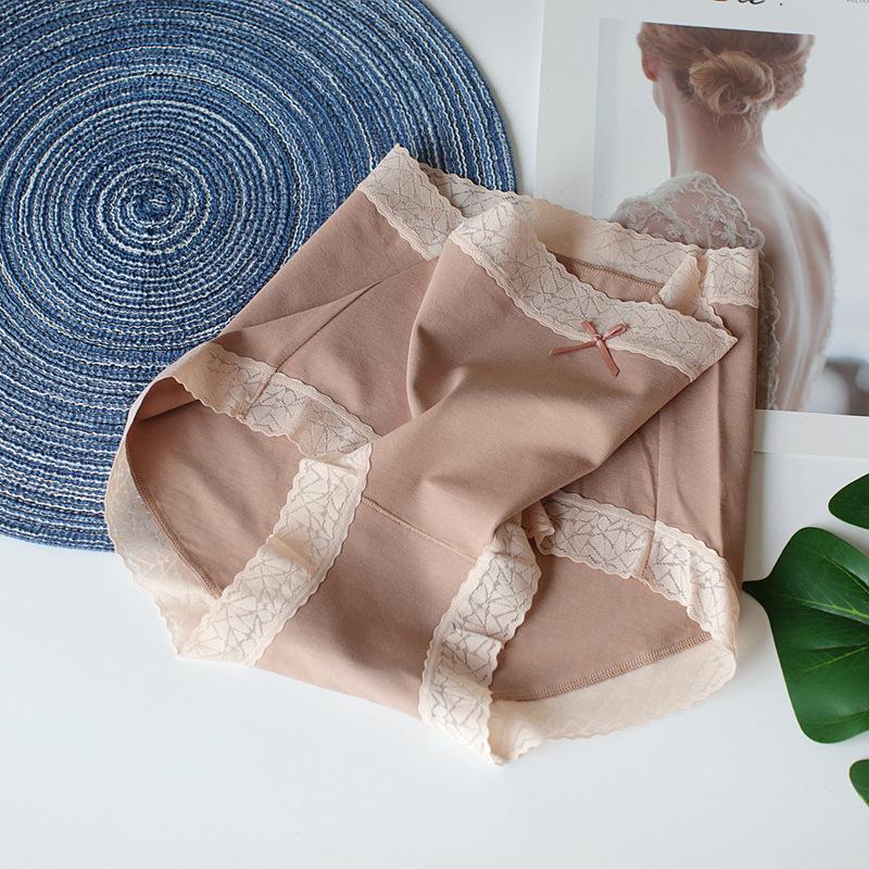 Clashing Lace Modal Cotton Women's Panties Mid Waist Triangles Hip Wrap Breathable Bottoms Panty