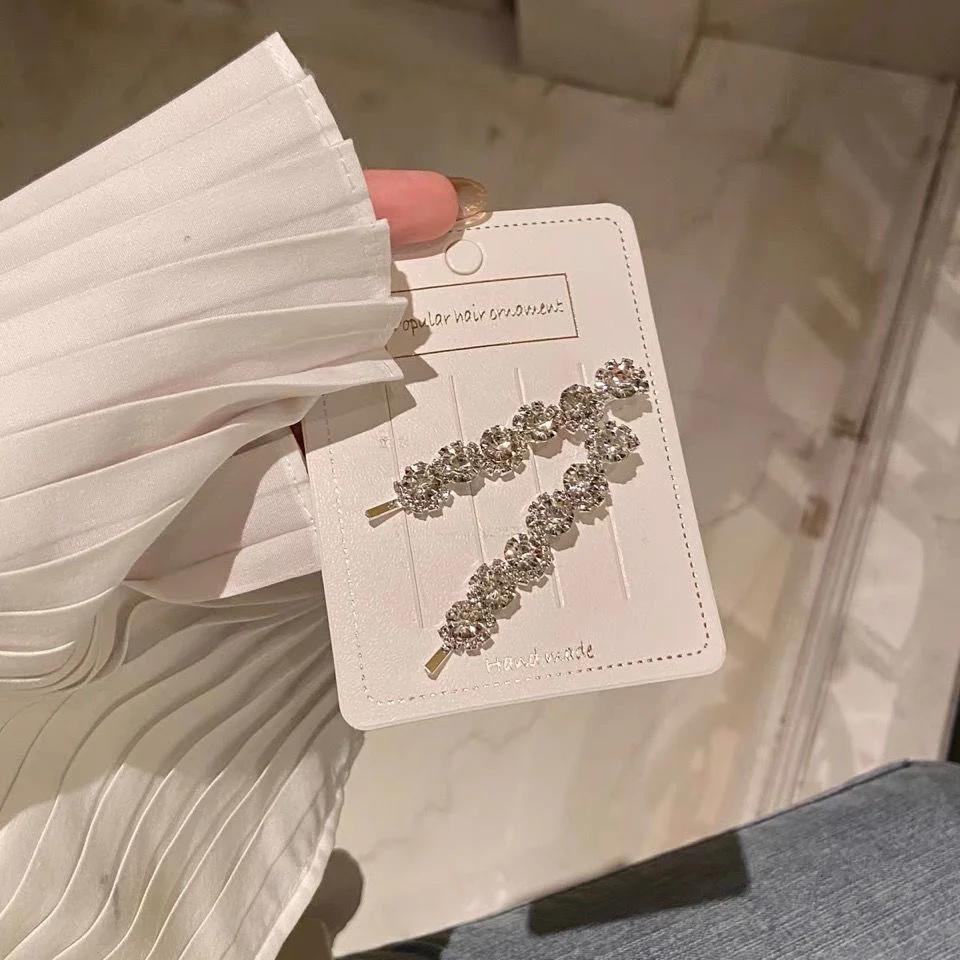 1 пара блестящих заколок для волос в виде цветка с бриллиантами, модные металлические заколки для волос с бриллиантами, летние блестящие заколки для волос