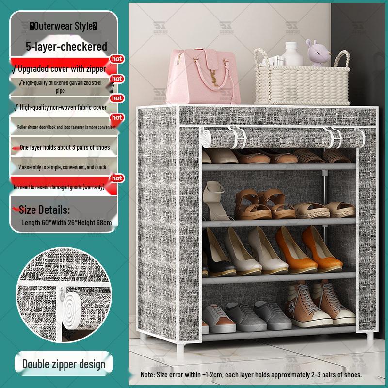 Multi-Layer Indoor Shoe Rack with Curtain