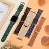 Кожа+Силикон для ремешка Apple Watch 45мм 44мм 40мм 49мм 41мм 38мм Глянцевый цветочный браслет iwatch series 9 8 7 se ultra 2 ремешок