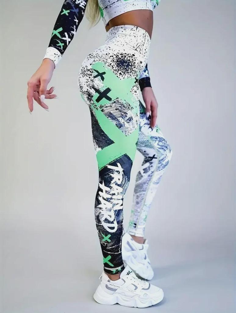 "Women's High-Waist Printed Yoga Pants for Fitness"