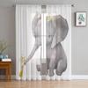 Elephant Duck Flower Tulle Curtains For Living Room Decoration Modern Chiffon Sheer Voile Kitchen Curtain