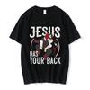 Nicolas Cage Moshi Moshi Jesus Desu T-Shirt Men Funny Meme Picolas Cage Awesome T-shirts Polyester Short Sleeve T Shirt Clothing