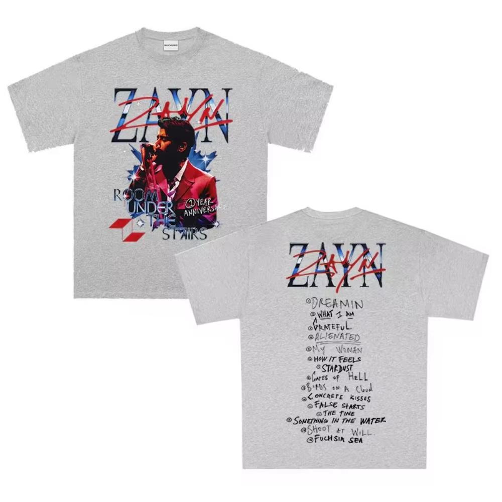 Rapper Zayn Tour Album 2026 Springsummer Graphic Tshirt Men Vintage pure Cotton Tshirt Rock Hip Hop High Short Sleeve Top